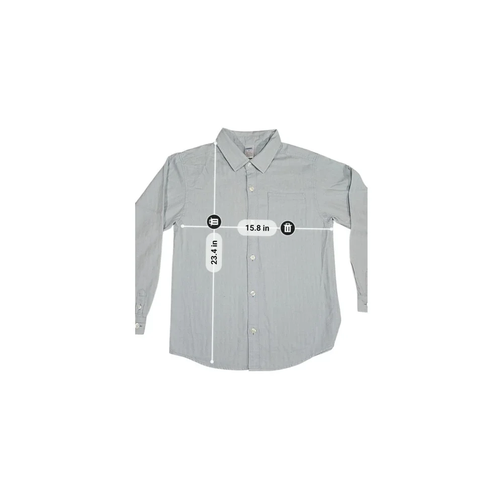 Gymboree Boys Size 10 Blue White Herringbone Button Up Long Sleeve Dress Shirt